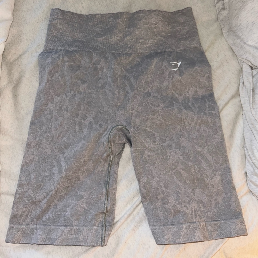 Gymshark athletic biker shorts, camouflage with butt scrunch